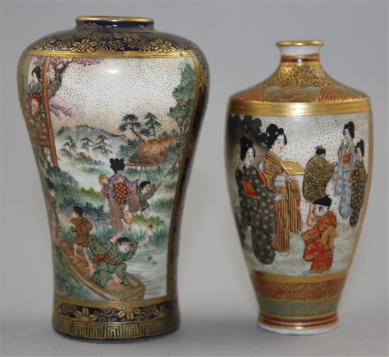 Two Japanese Satsuma pottery miniature vases, early 20th century, 8.3cm